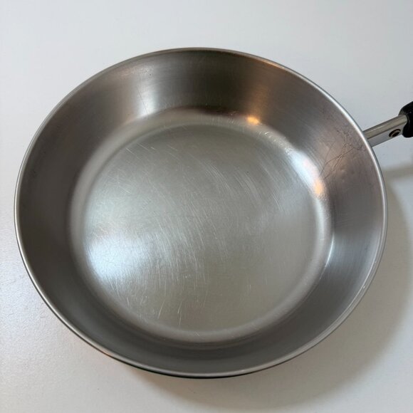 VTG Revere Ware 7 in Skillet Fry Pan SS Copper Bottom 1801 Clinton USA w/ Lid - Picture 10 of 16